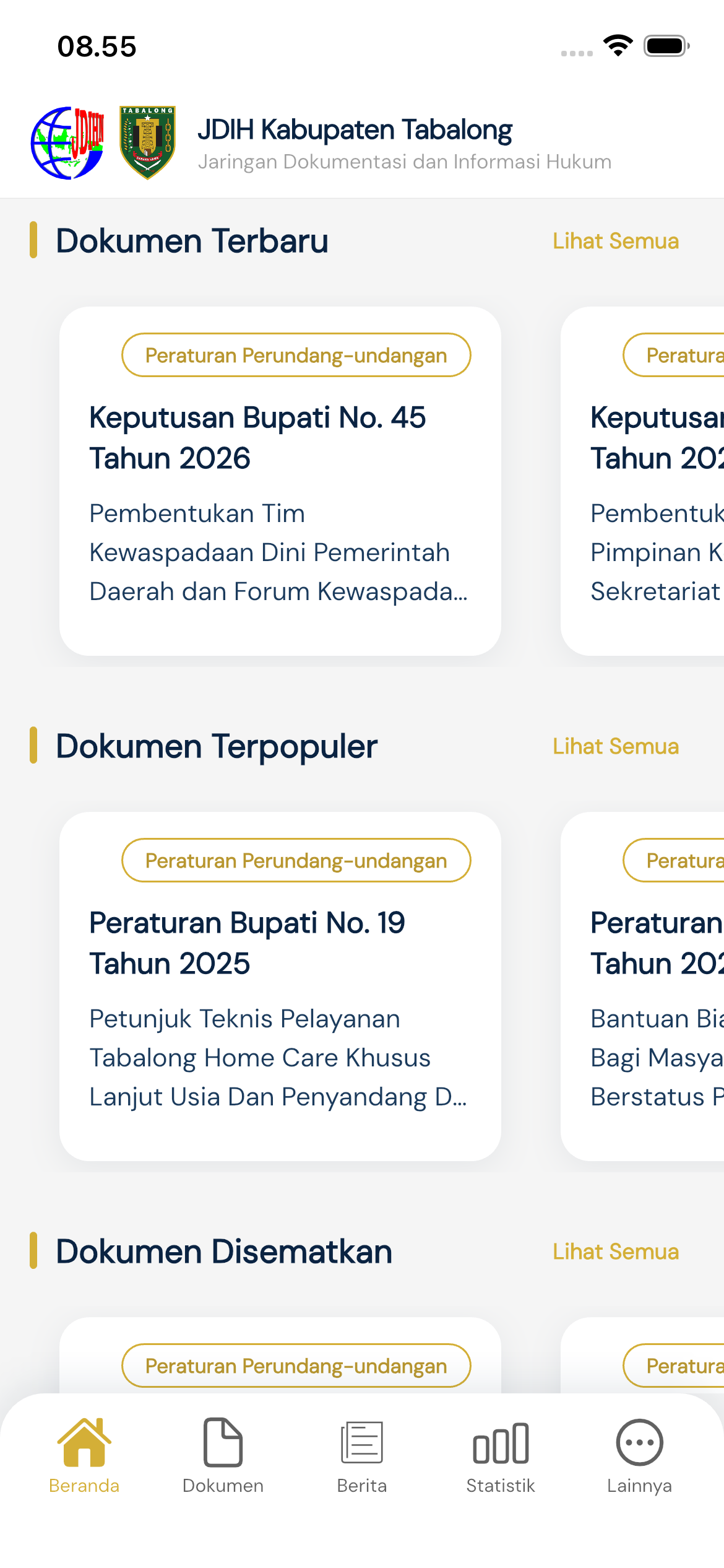 Daftar Dokumen Terbaru dan Dokumen Terpopuler di Beranda