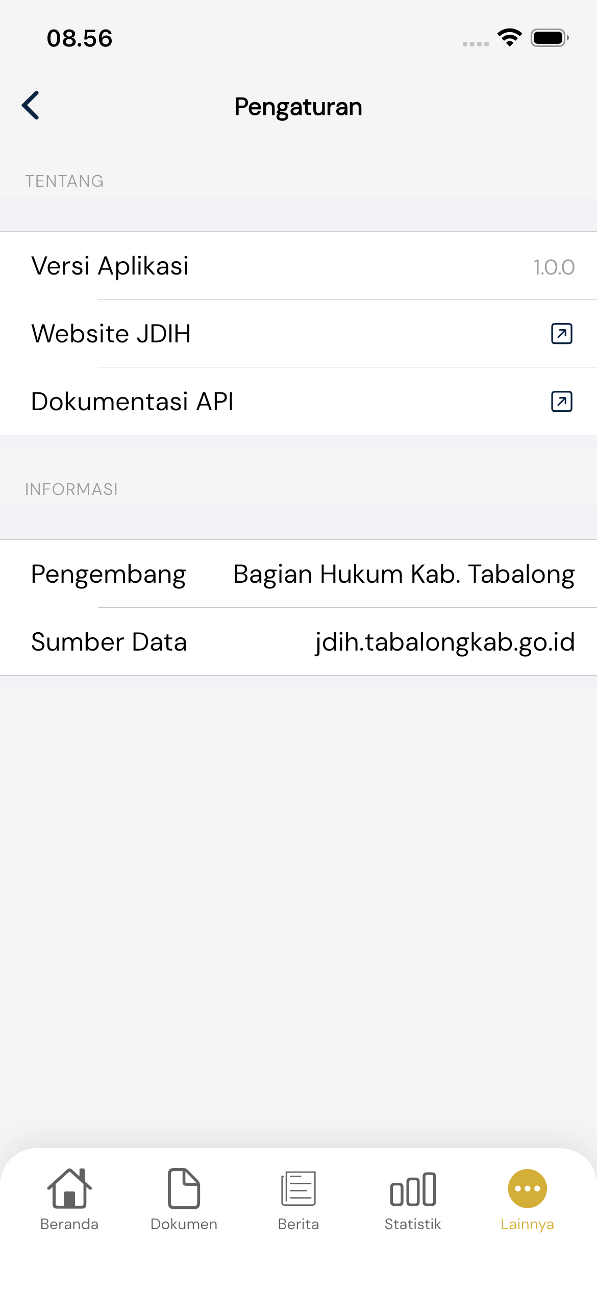 Pengaturan aplikasi